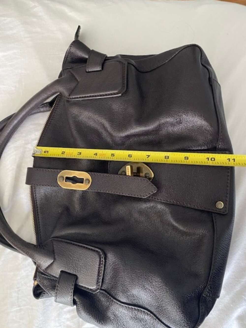 Burberry Brown Buffalo Leather Shoulder Bag with Ruffled Detailing - Picture 9 of 10